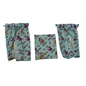 Dollhouse Miniature Lot Of 2 Sets Od Curtains (4 Panels) & Crib Top Flint Stones